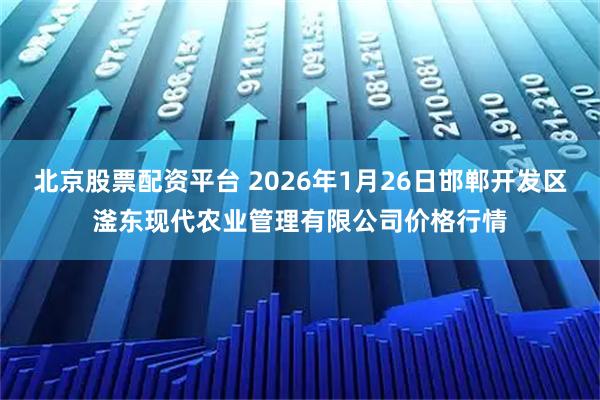 北京股票配资平台 2026年1月26日邯郸开发区滏东现代农业管理有限公司价格行情