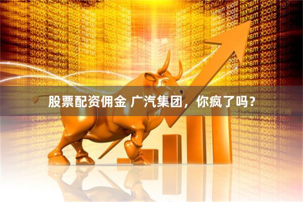 股票配资佣金 广汽集团，你疯了吗？